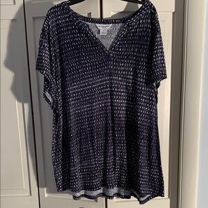 Liz Claiborne Blue V-Neck Short Sleeve Top